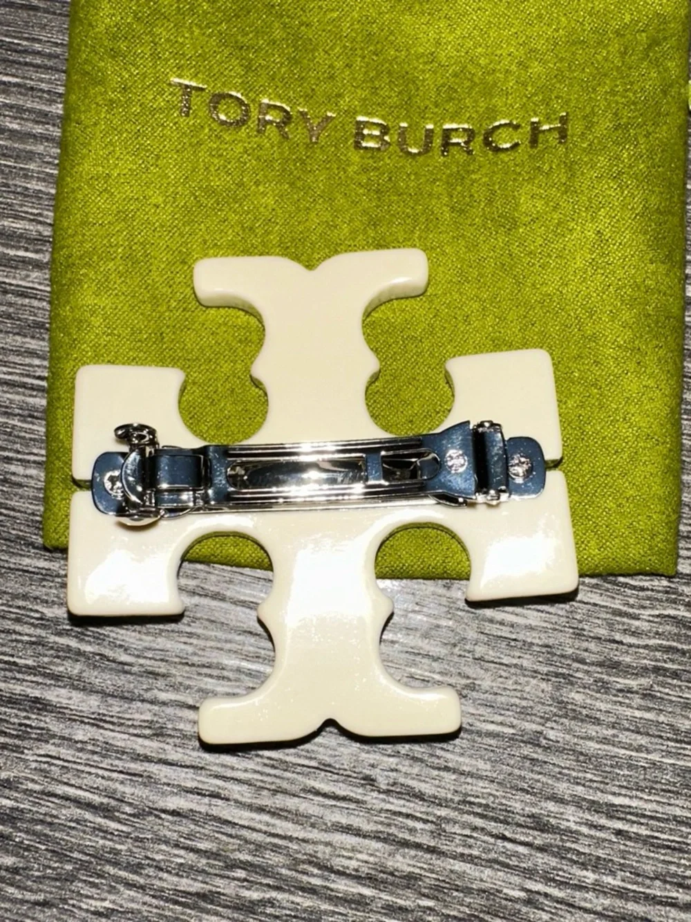 Tory Burch Double T Cream & Rhinestone Hair Clip